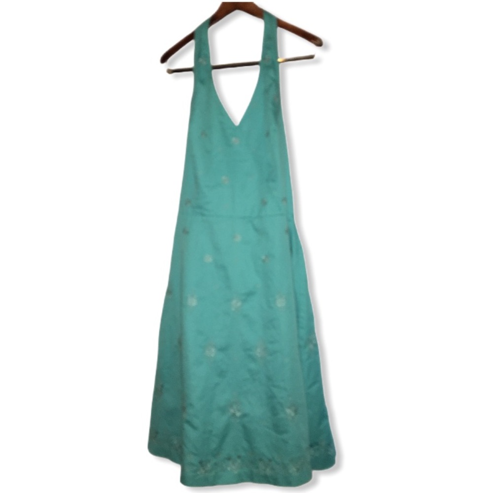 Ann Taylor Halter top dress Turquoise size 8P